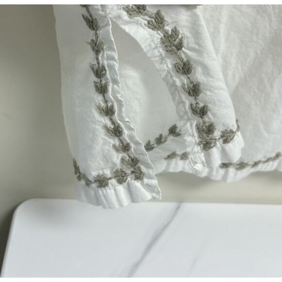 Pomegranate White Embroidered Cotton Tunic Top Size Small Boho India V-Neck - Picture 5 of 5